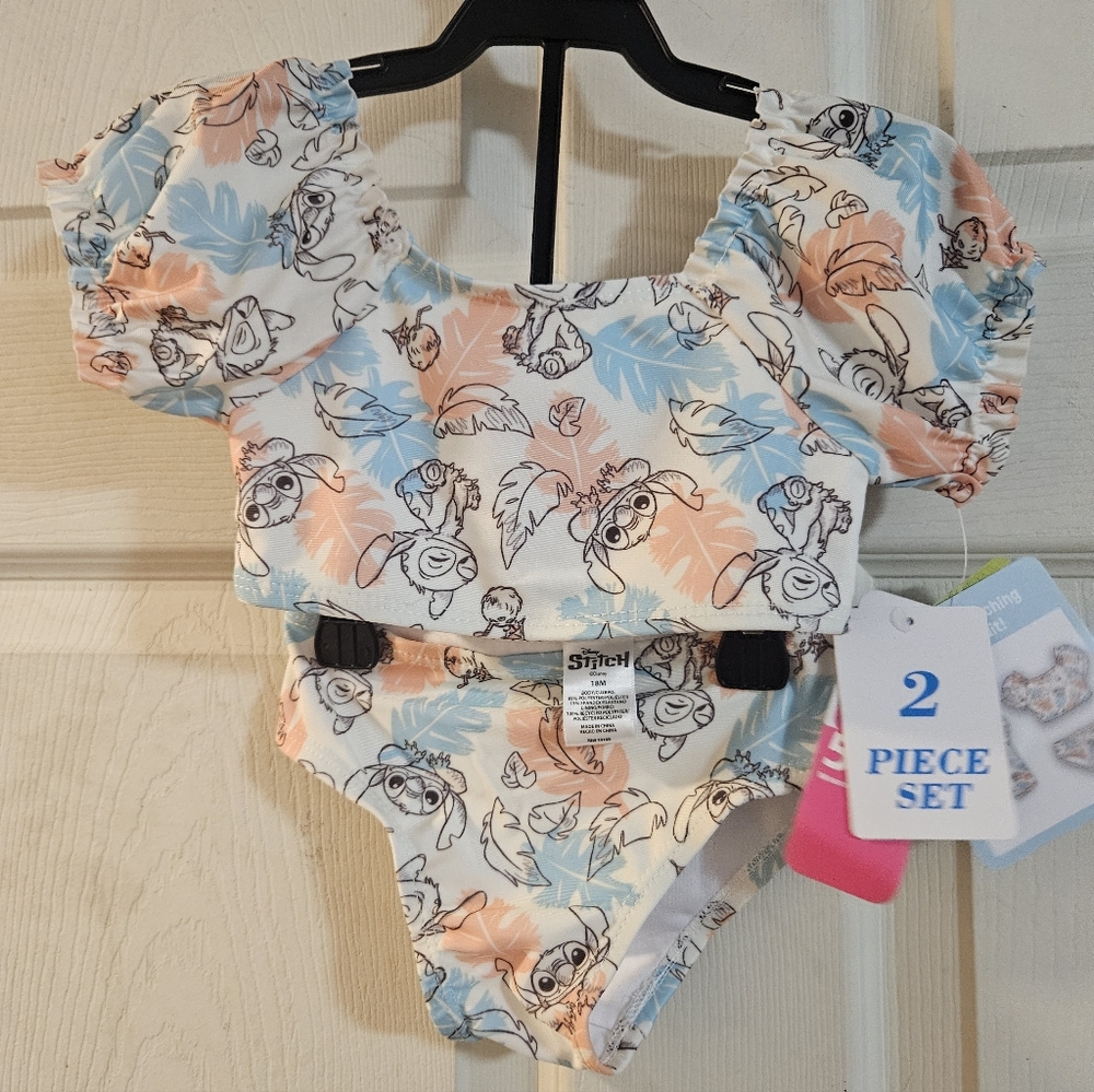 DISNEY STITCH 2 PIECE BIKINI SWIMSUIT: NEW WITH TAGS: SIZE 18 MTH